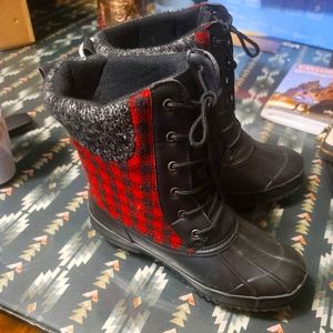 Red Plaid Boots